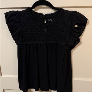 LOFT Black Ruffle Top